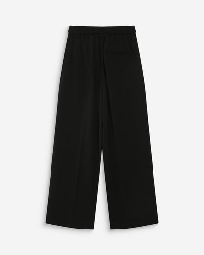 Pantalon fluide jambe large taille mi-haute noir Noblesse