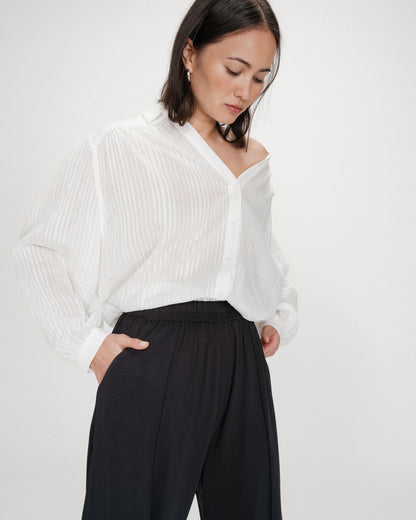 Pantalon en modal jambe large carbone Pax