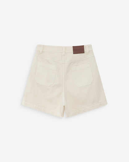 Short en jean taille haute droit ecru Verne