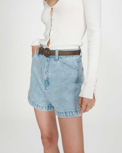 Short en jean taille haute droit skyblue Verne