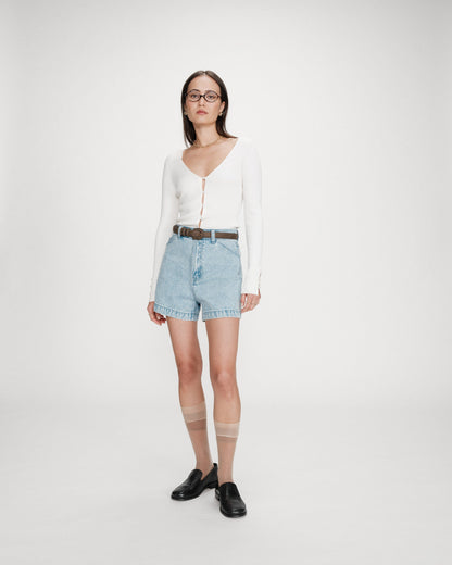 Short en jean taille haute droit skyblue Verne