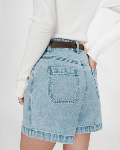 Short en jean taille haute droit skyblue Verne