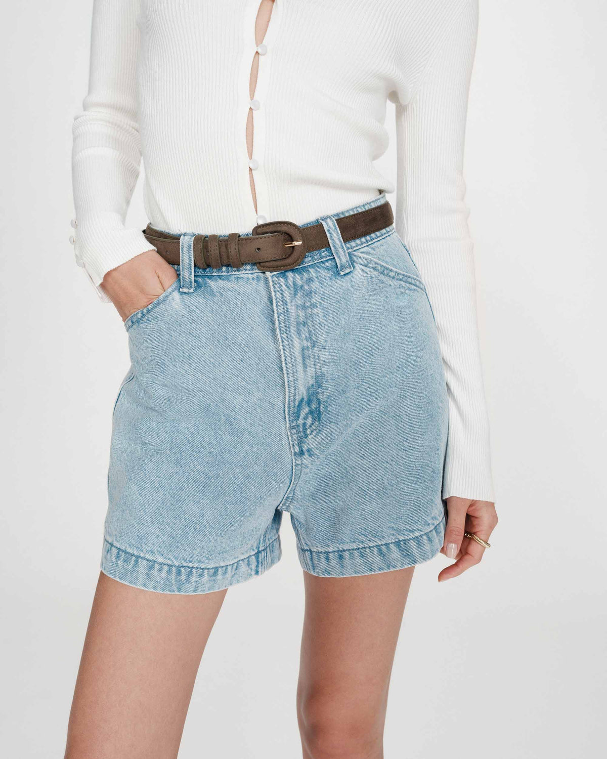 Short en jean taille haute droit skyblue Verne