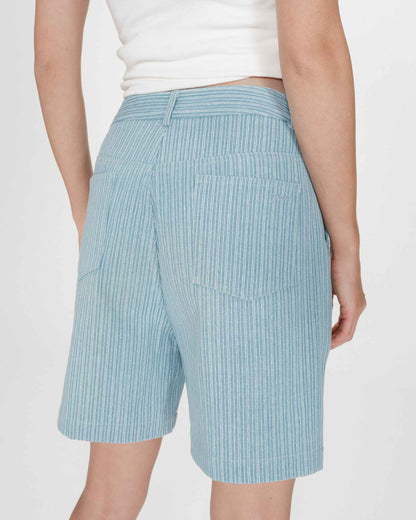 Short rayé en denim large taille haute stripedblue Vars