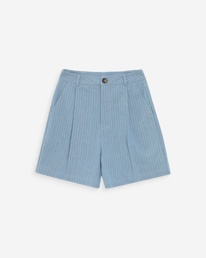 Short rayé en denim large taille haute stripedblue Vars