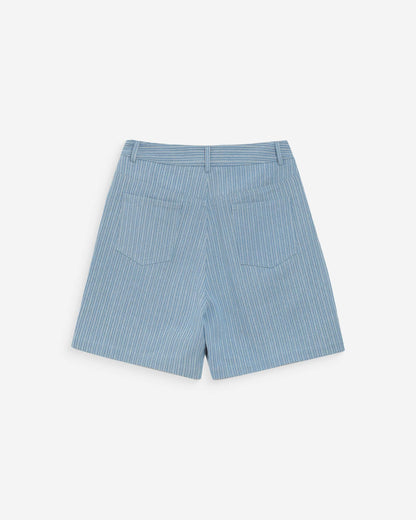Short rayé en denim large taille haute stripedblue Vars