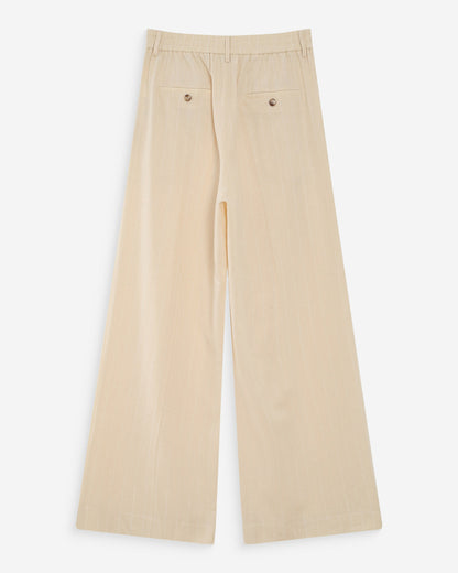 Pantalon tailleur droit en lin à fines rayures vanille Very