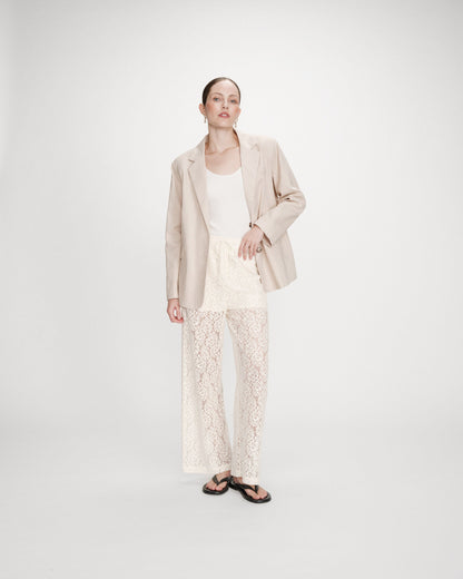Pantalon en dentelle ample ecru Vincent