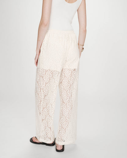 Pantalon en dentelle ample ecru Vincent