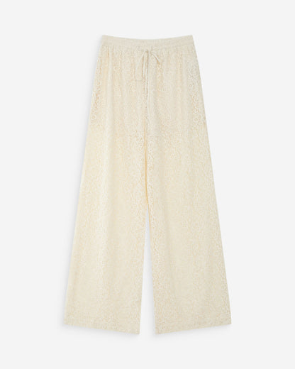 Pantalon en dentelle ample ecru Vincent