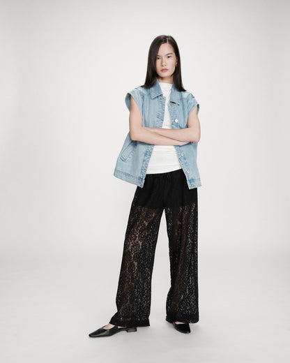 Pantalon en dentelle ample noir Vincent
