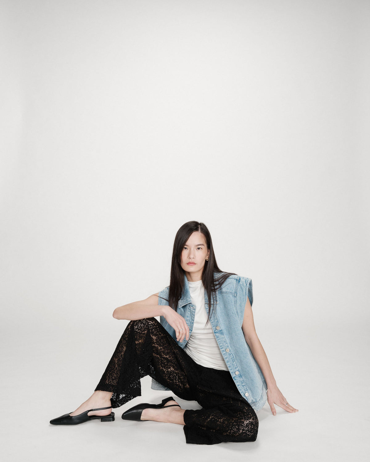 Pantalon en dentelle ample noir Vincent