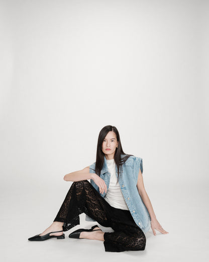 Pantalon en dentelle ample noir Vincent