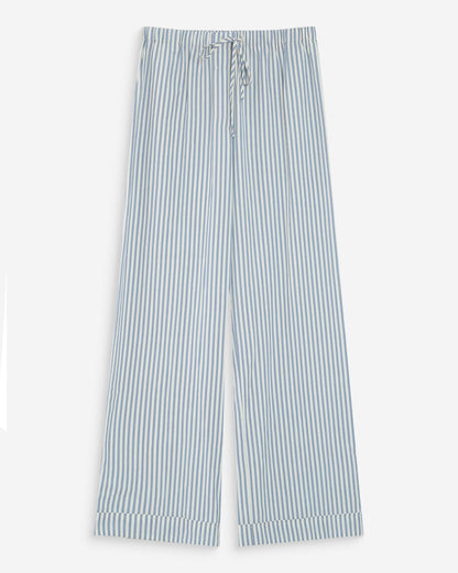 Pantalon à rayures large taille réglable à cordon bleuet Volute