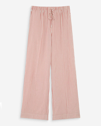 Pantalon à rayures large taille réglable à cordon corail Volute