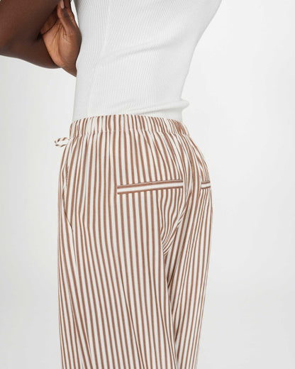 Pantalon à rayures large taille réglable à cordon mocha Volute