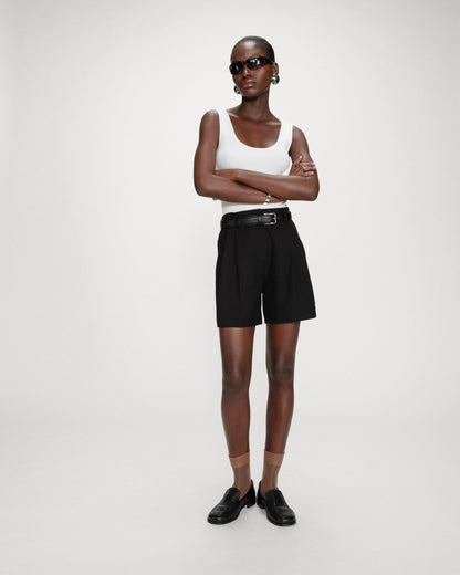Short droit à plis taille mi-haute noir Vite