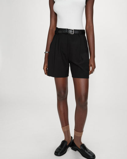 Short droit à plis taille mi-haute noir Vite