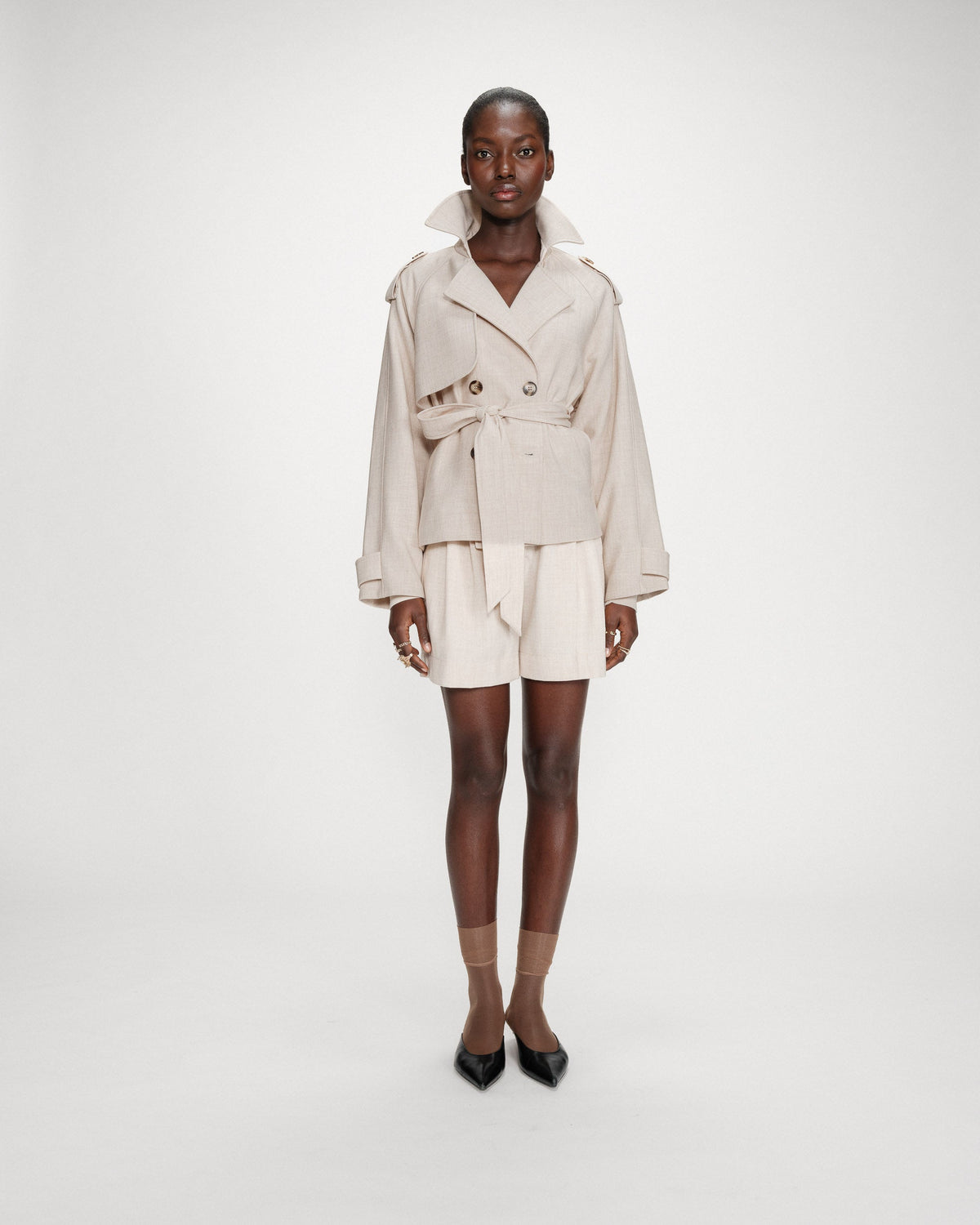 Short droit à plis taille mi-haute sable Vite