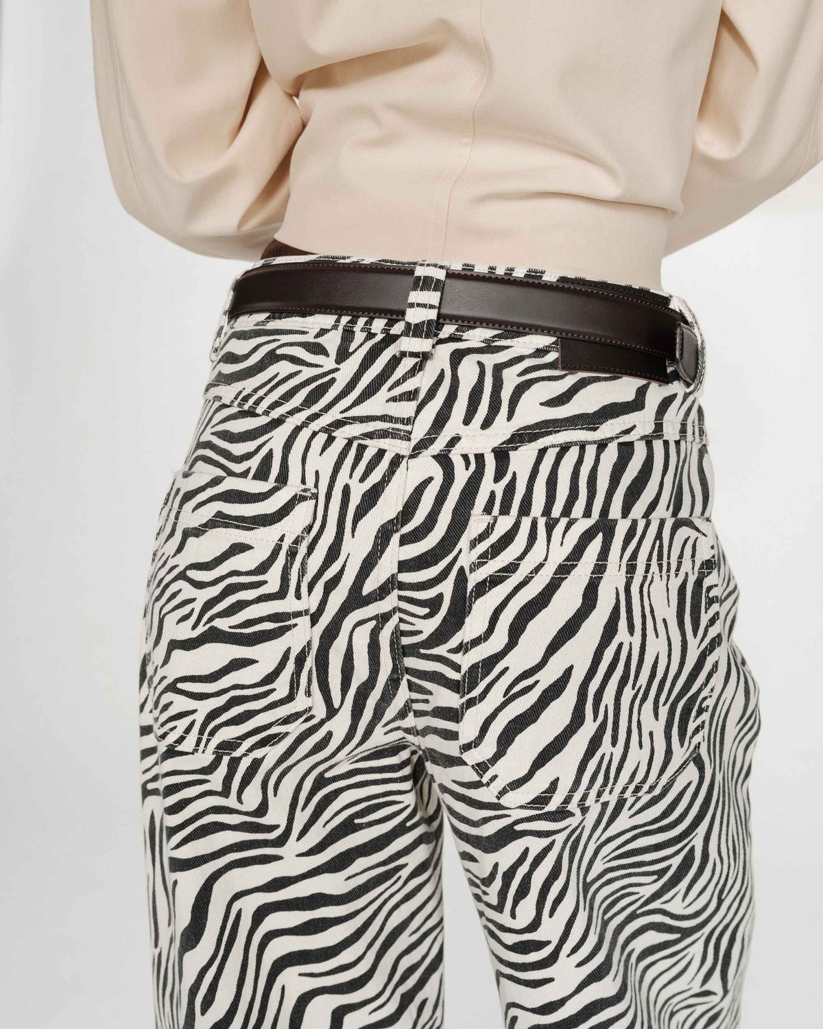 Jean taille haute loose imprimé zebre Socca