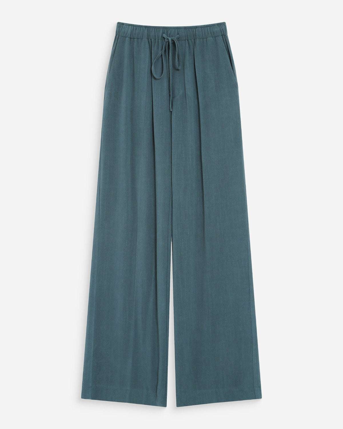 Pantalon large en lin taille haute emeraude Raven