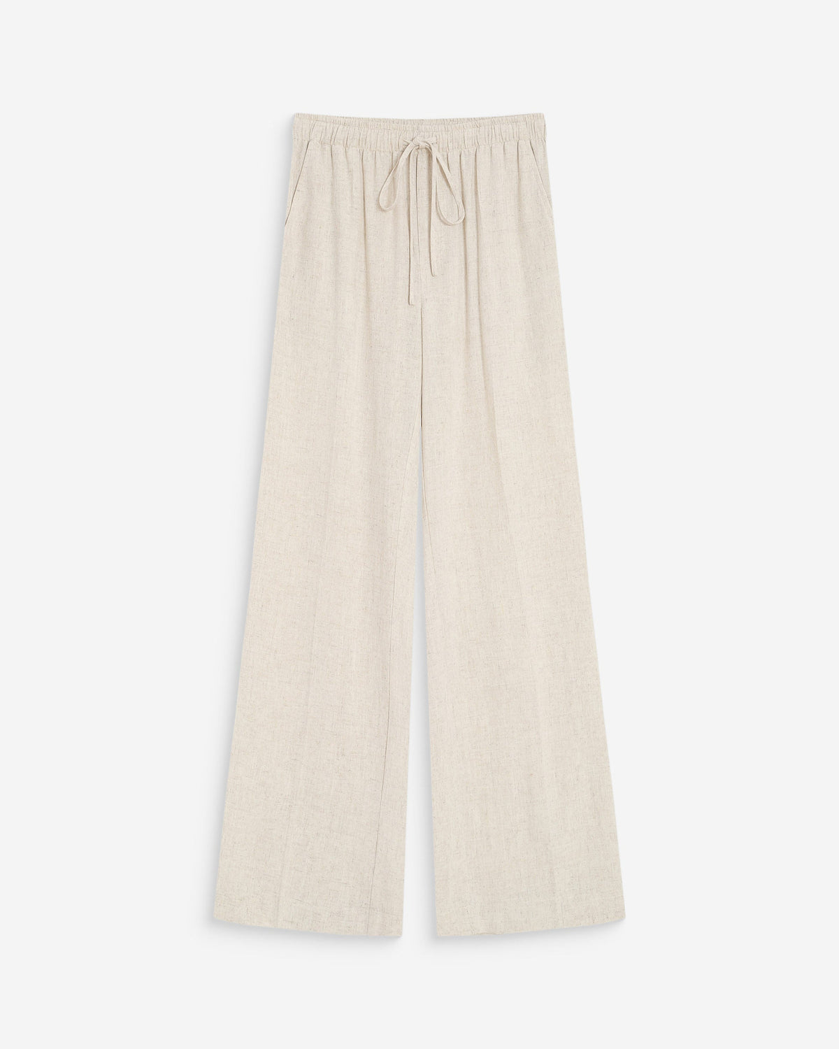 Pantalon large en lin taille haute sable Raven