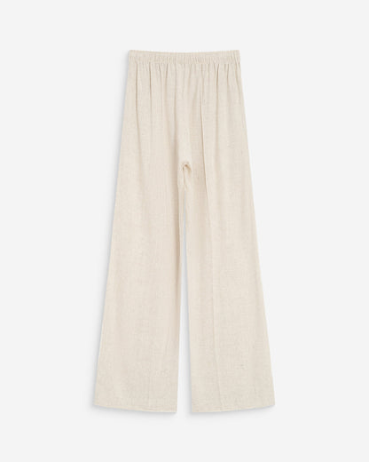 Pantalon large en lin taille haute sable Raven