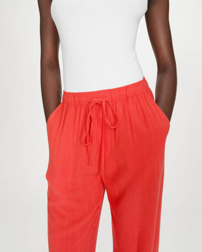 Pantalon large en lin taille haute sanguine Raven