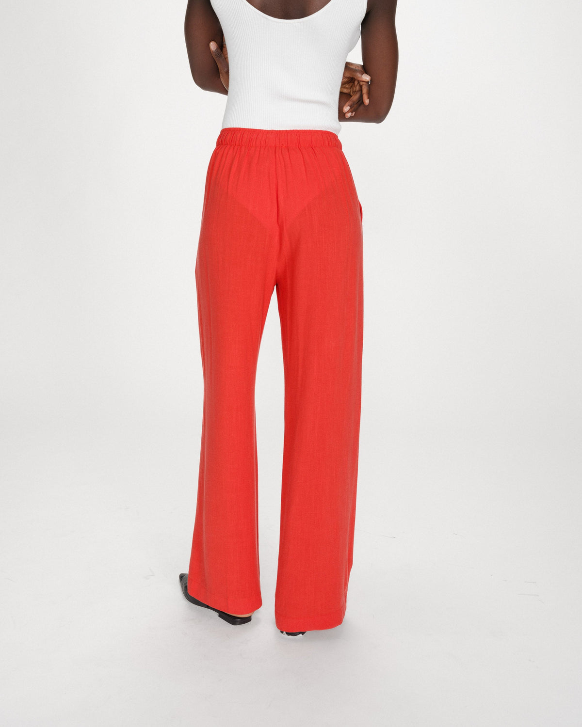 Pantalon large en lin taille haute sanguine Raven