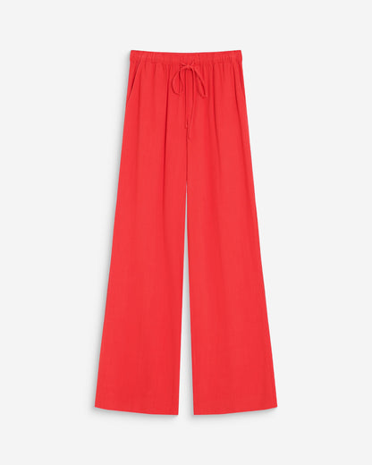 Pantalon large en lin taille haute sanguine Raven