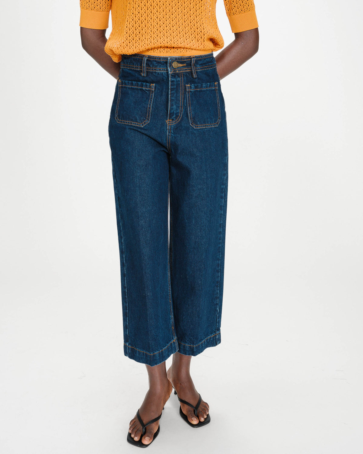 Jean loose 7/8e taille haute poches plaquées darkblue Joe