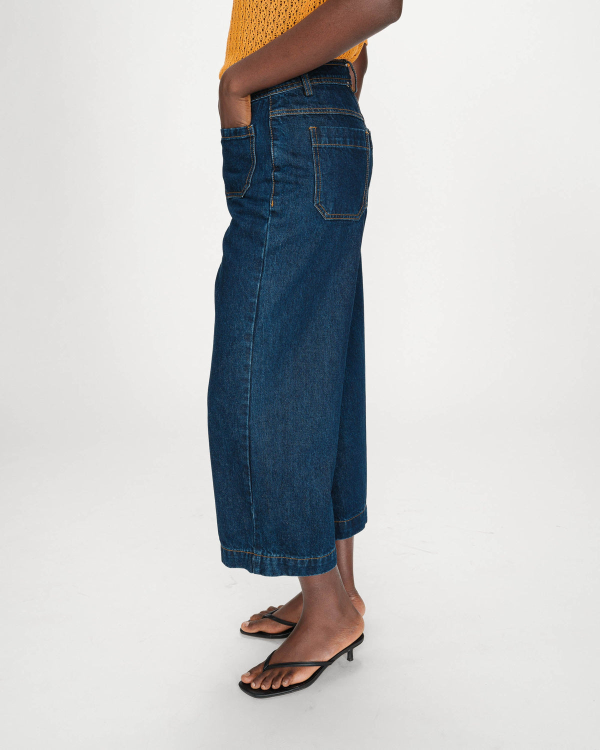 Jean loose 7/8e taille haute poches plaquées darkblue Joe
