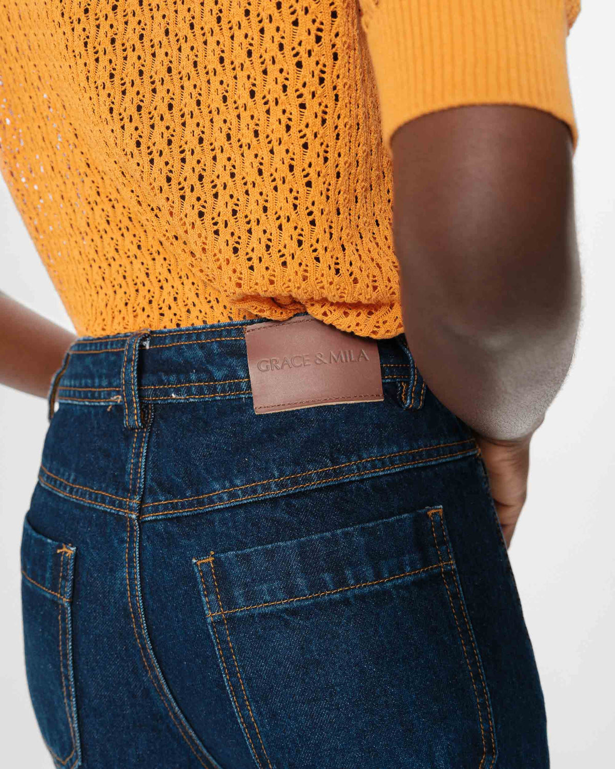 Jean loose 7/8e taille haute poches plaquées darkblue Joe