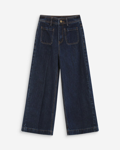 Jean loose 7/8e taille haute poches plaquées darkblue Joe