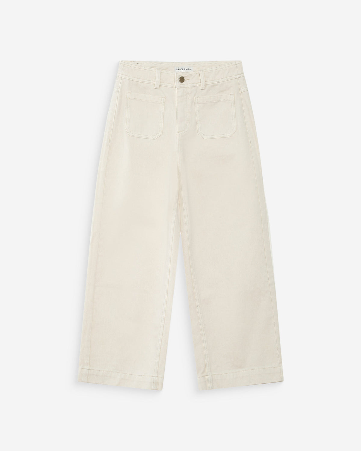 Jean loose 7/8e taille haute poches plaquées ecru Joe
