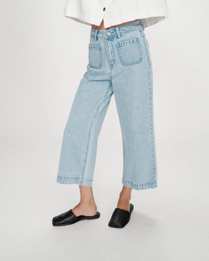 Jean loose 7/8e taille haute poches plaquées skyblue Joe