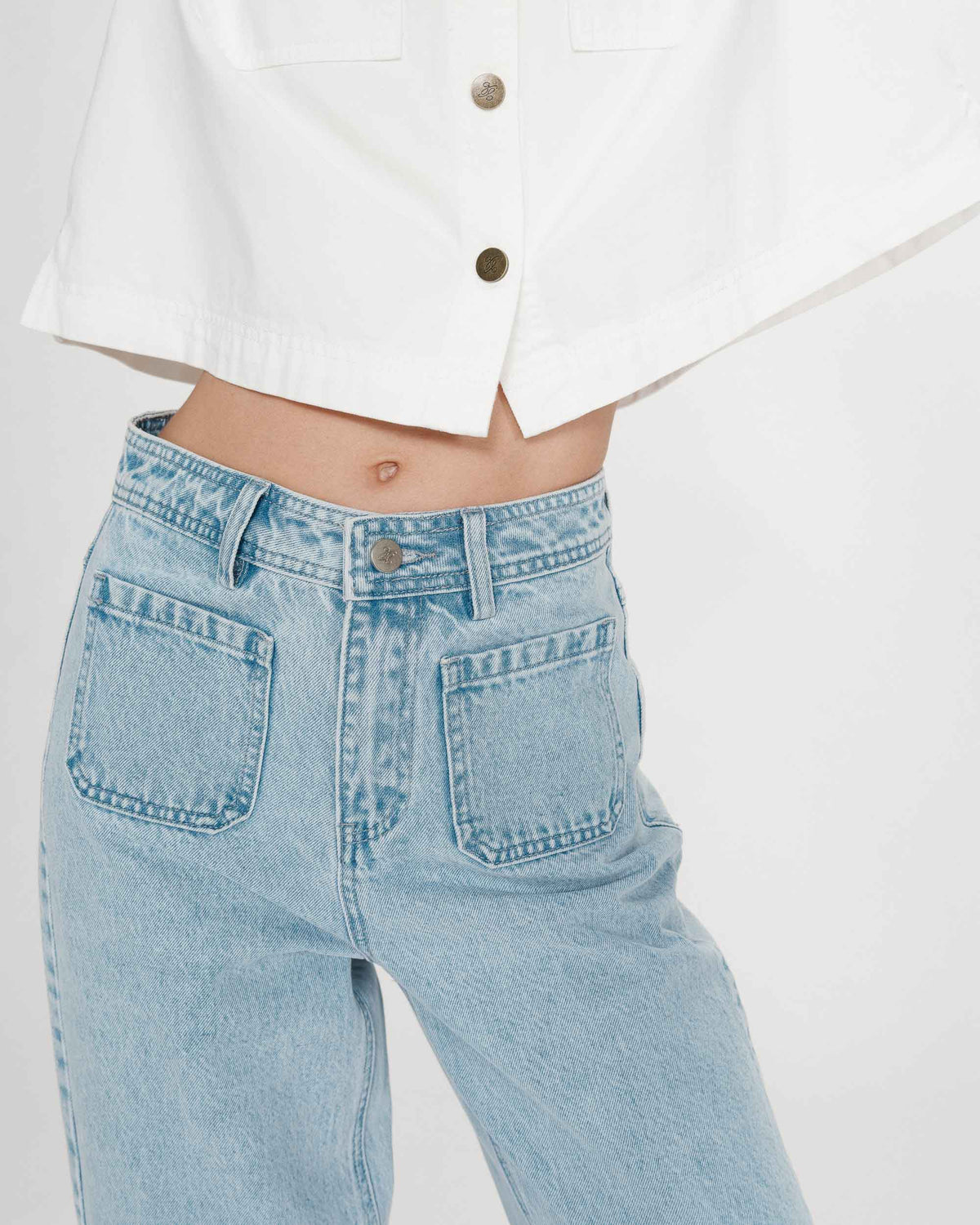Jean loose 7/8e taille haute poches plaquées skyblue Joe