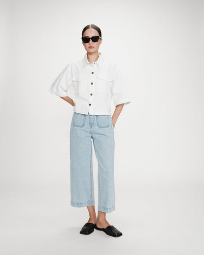 Jean loose 7/8e taille haute poches plaquées skyblue Joe