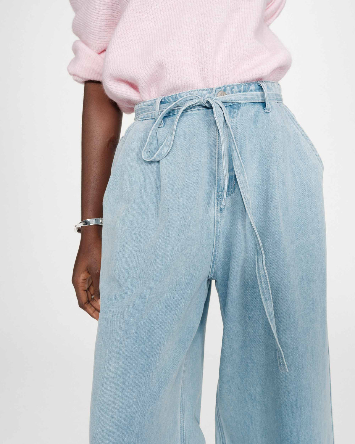 Jean baggy fluide taille mi-haute skyblue Pompon