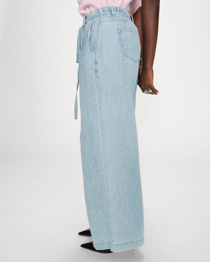 Jean baggy fluide taille mi-haute skyblue Pompon