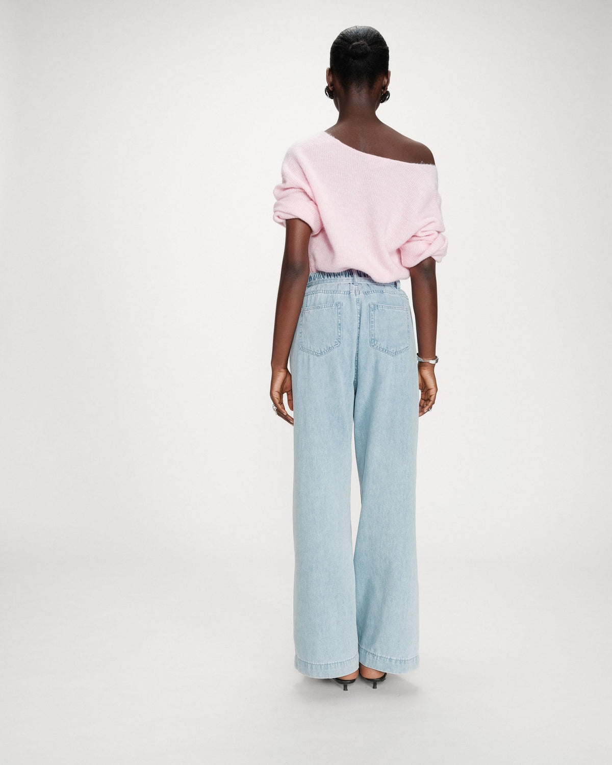 Jean baggy fluide taille mi-haute skyblue Pompon