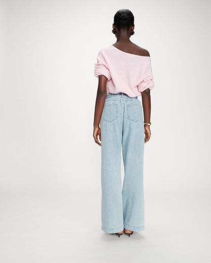 Jean baggy fluide taille mi-haute skyblue Pompon