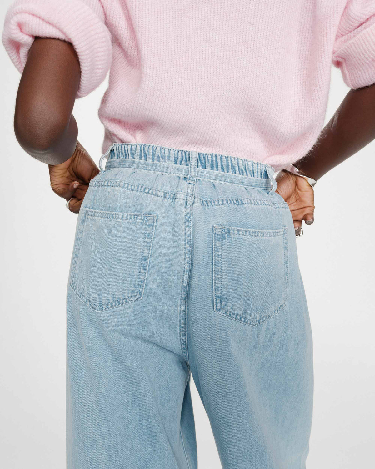 Jean baggy fluide taille mi-haute skyblue Pompon