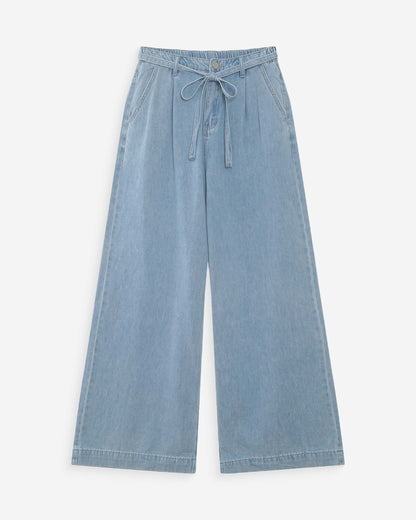 Jean baggy fluide taille mi-haute skyblue Pompon