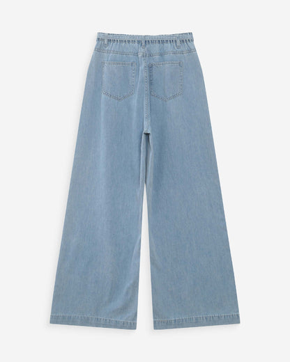 Jean baggy fluide taille mi-haute skyblue Pompon