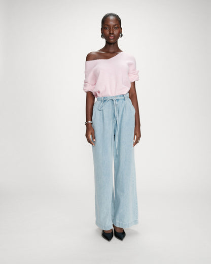 Jean baggy fluide taille mi-haute skyblue Pompon