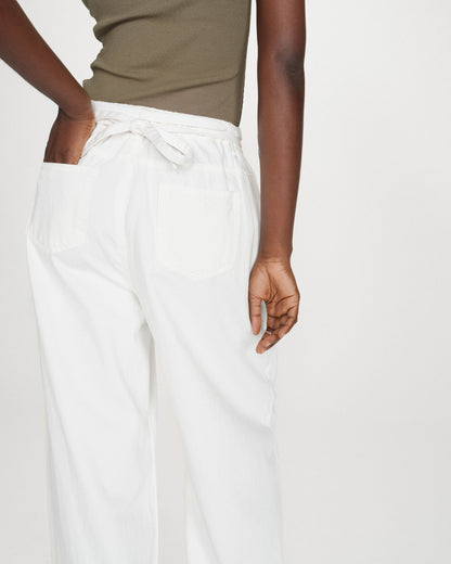 Jean baggy fluide taille mi-haute white Pompon