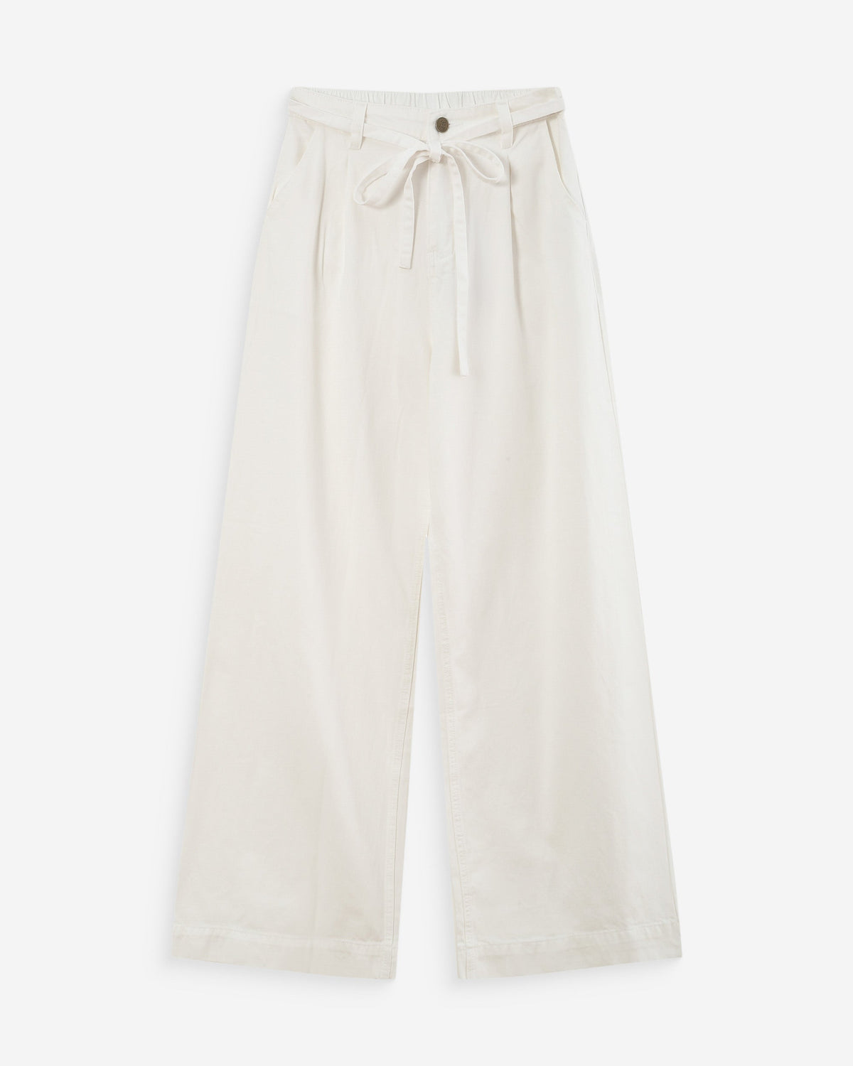 Jean baggy fluide taille mi-haute white Pompon