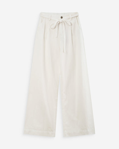 Jean baggy fluide taille mi-haute white Pompon