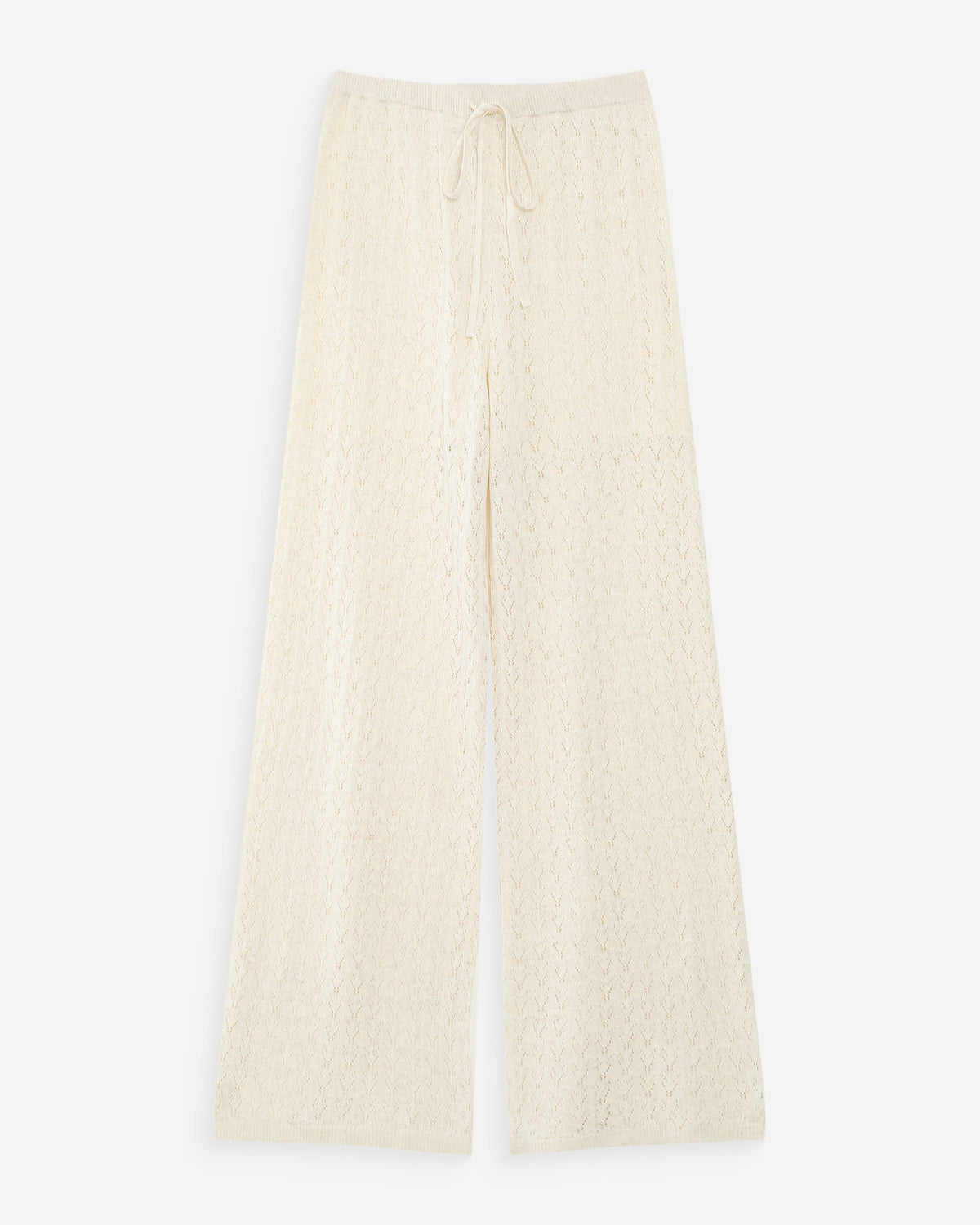 Pantalon en maille tricotée taille haute ecru Valado